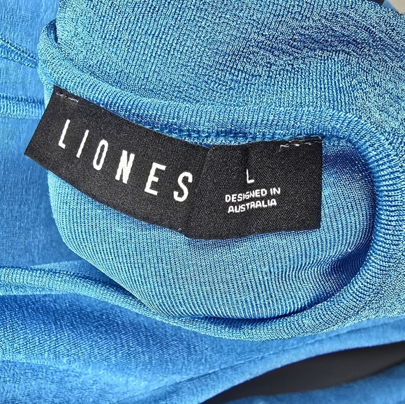 LIONESS Long Sleeve Montana Mini Dress Open Back Blue Womens Size L - Picture 5 of 14